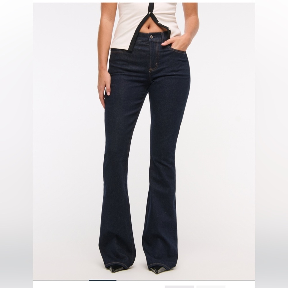 Dark Wash Women’s Flared Jeans - Navy Blue